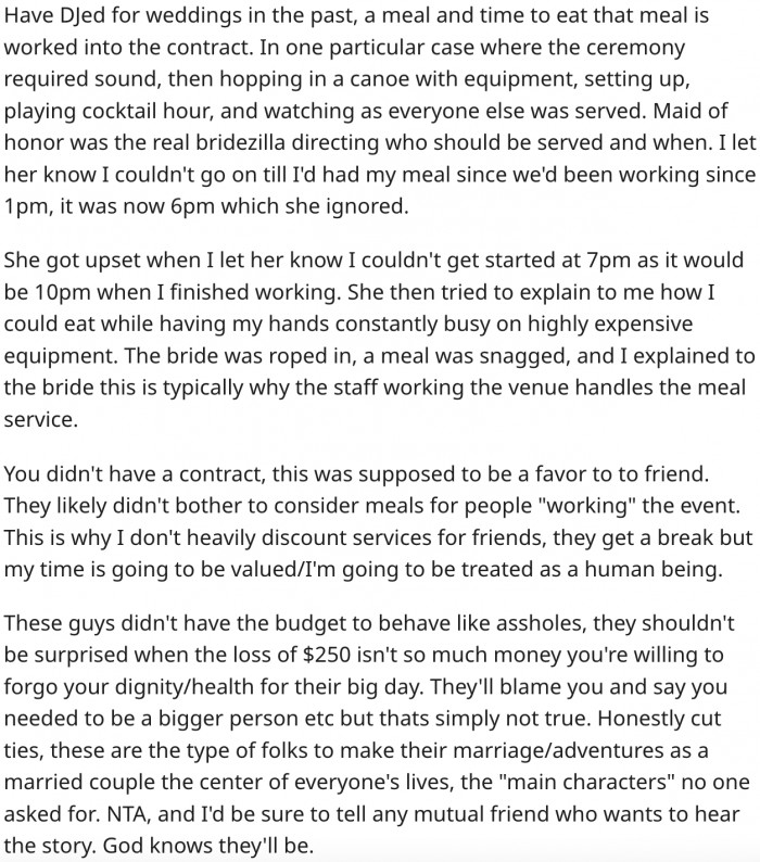 16. His friend's budget is too low to condone such treatment.