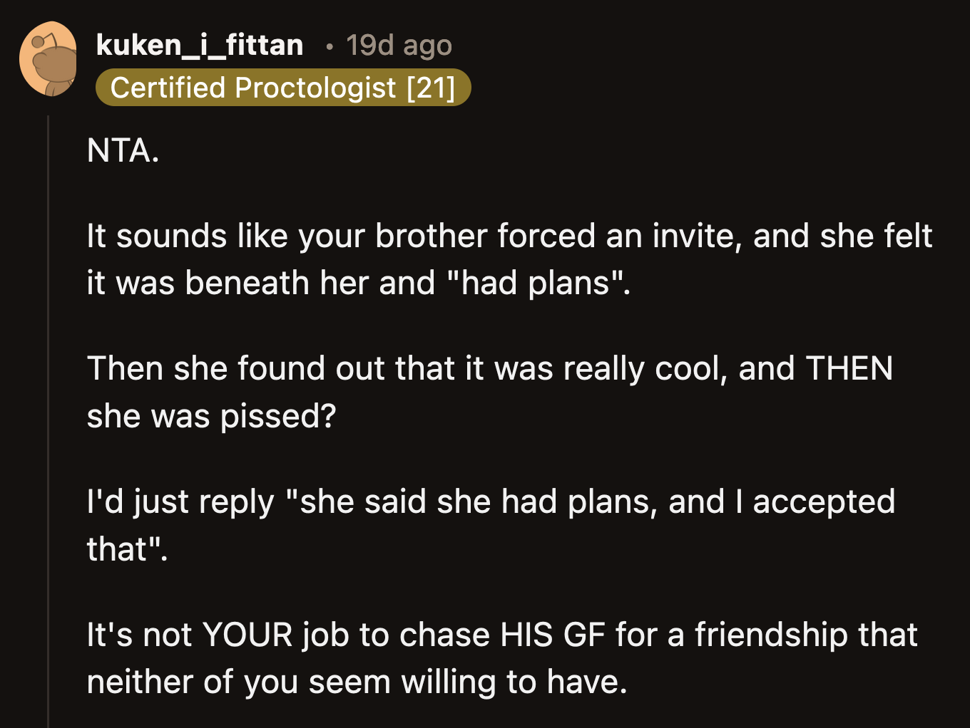 OP shouldn't have to bend over backwards to meet Mary's snooty standards.