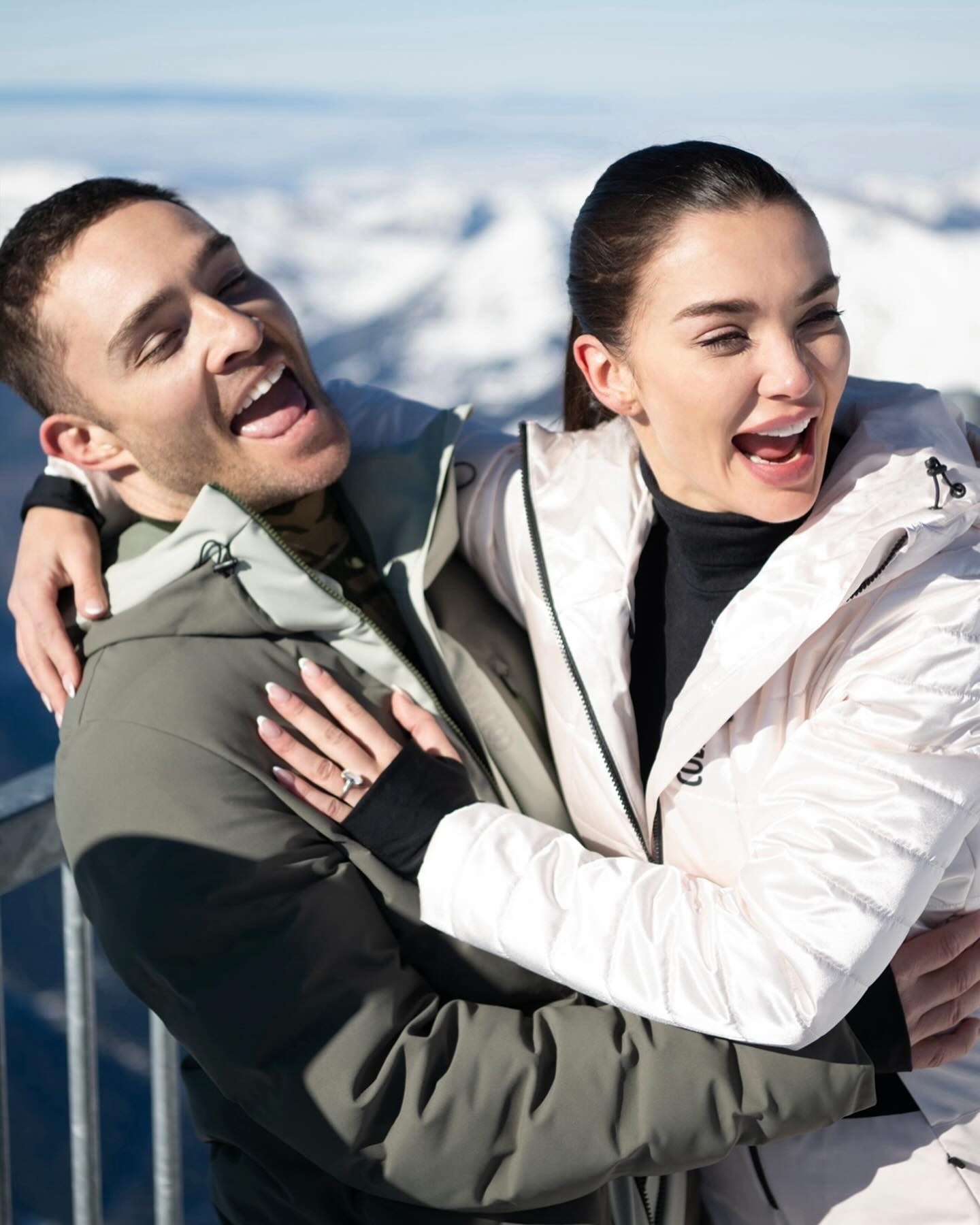 The pair were on a romantic ski trip in Switzerland when Ed got down on one knee and popped the question.