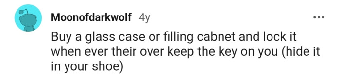 OP might need a glass case or filing cabinet to lock away her anime films next time her aunt is over.