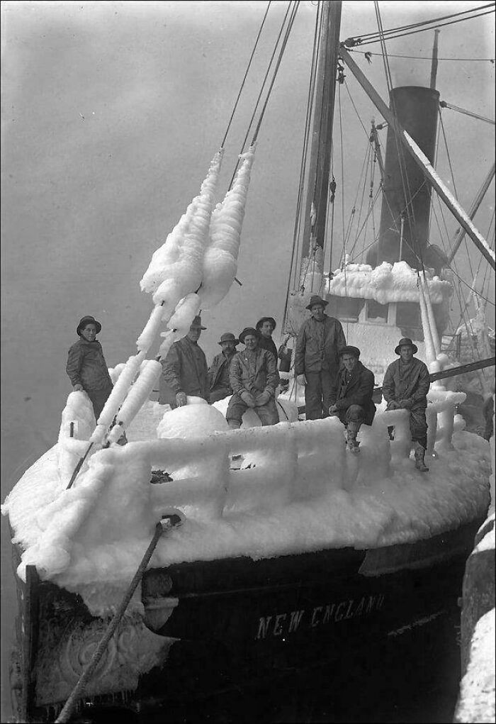 "Fishing Boat “New England” Covered In Ice, British Columbia, 1916 / Photograph By Leonard Frank"
