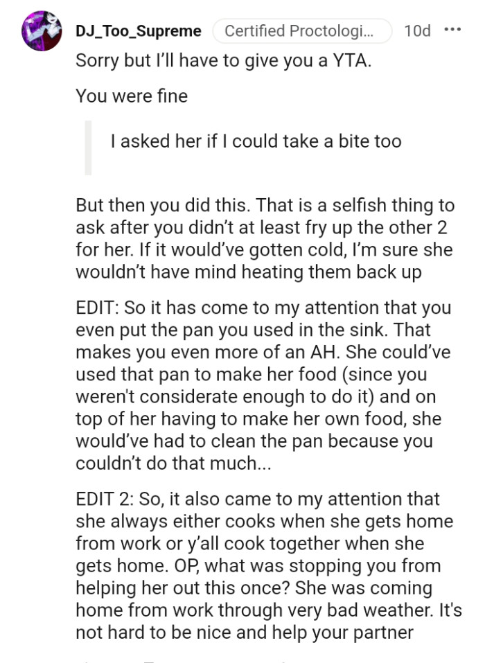 That is a selfish thing to ask