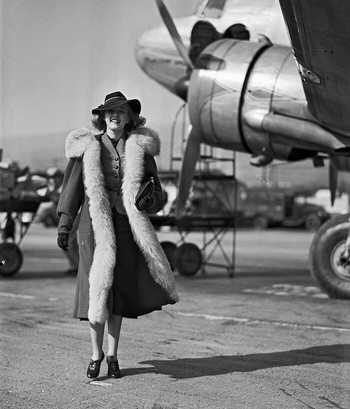 "Actress Phyllis Brooks At An Airfield, Los Angeles, 1937"