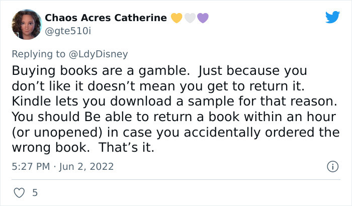 It's quite unfair that people can return books after they have already read them.