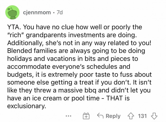 Guess she might rethink her violent reaction towards her step grandma.