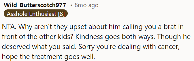 It's understandable why OP responded as she did.