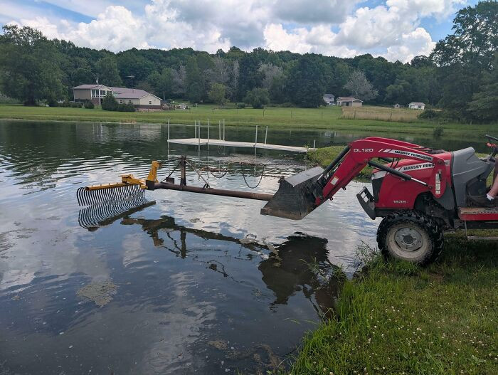 "How My Dad Rakes The Pond When It Needs Cleaning"