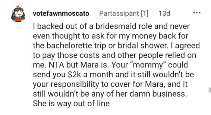 It still wouldn't be any of her business