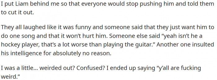 At a SIL's Christmas party, family members kept pushing Liam to perform a solo, despite OP and her husband's requests to leave him alone.