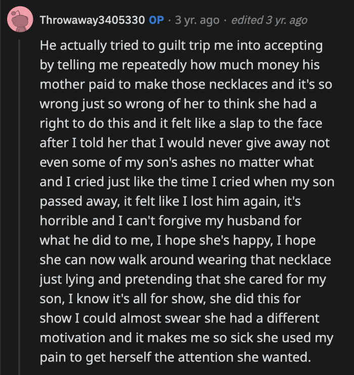 No amount of money his mother spent can justify the horrific thing they did