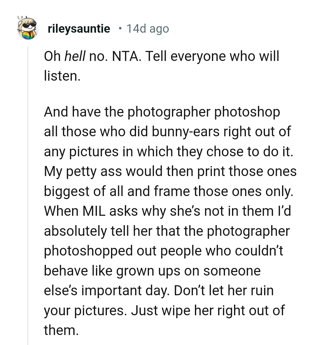 Don't let her ruin your pictures