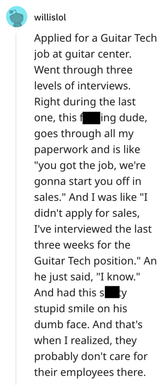 6. Applying for a position and then getting a different one