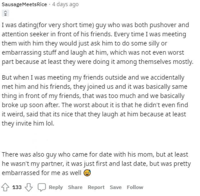 13. A guy coming for a date with his mom