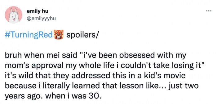 2. The moment Mei realized how meaningful her mom's approval was to her