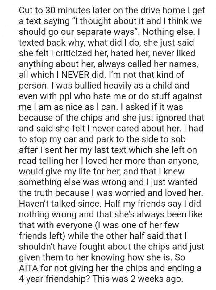 Half of the OP's friends say she did nothing wrong and that she’s always been like that with everyone.