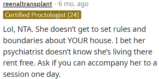 OP should assert her authority in her own home and not let her sister dictate the rules.