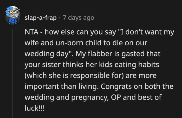 Even with the baby out of the equation, triggering a person's allergy when there are other food options is a massive a**hole move
