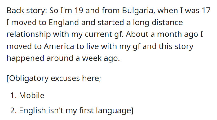 A Bulgarian teen moved from England to America for a long-distance relationship.