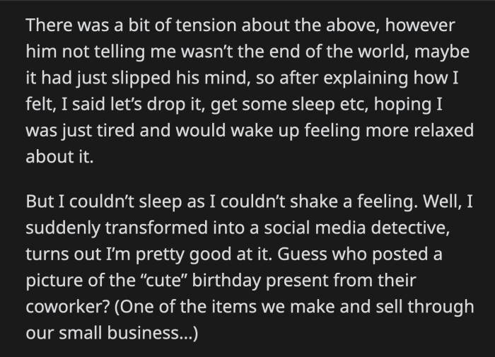 Her boyfriend's coworker posted a photo of a 