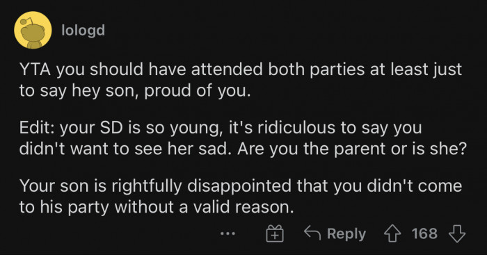 OP's son is rightfully disappointed he didn't come.