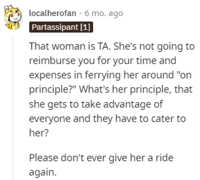 No more rides for her