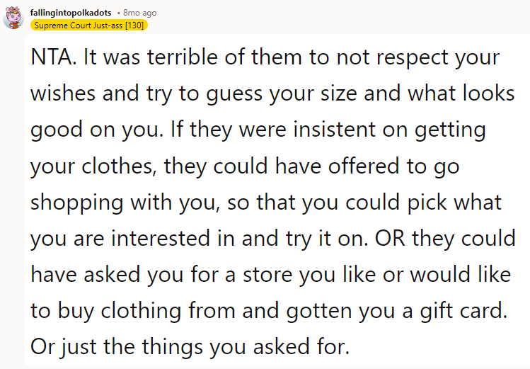 NTA. It was terrible of them not to respect your wishes.