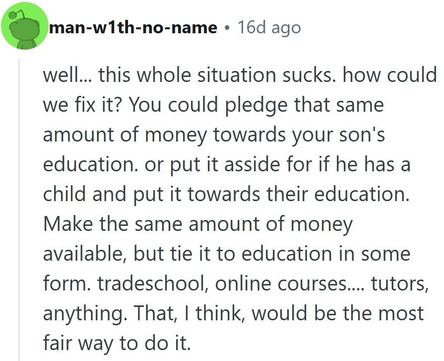 A family fund with strings attached — fairness meets fine print.