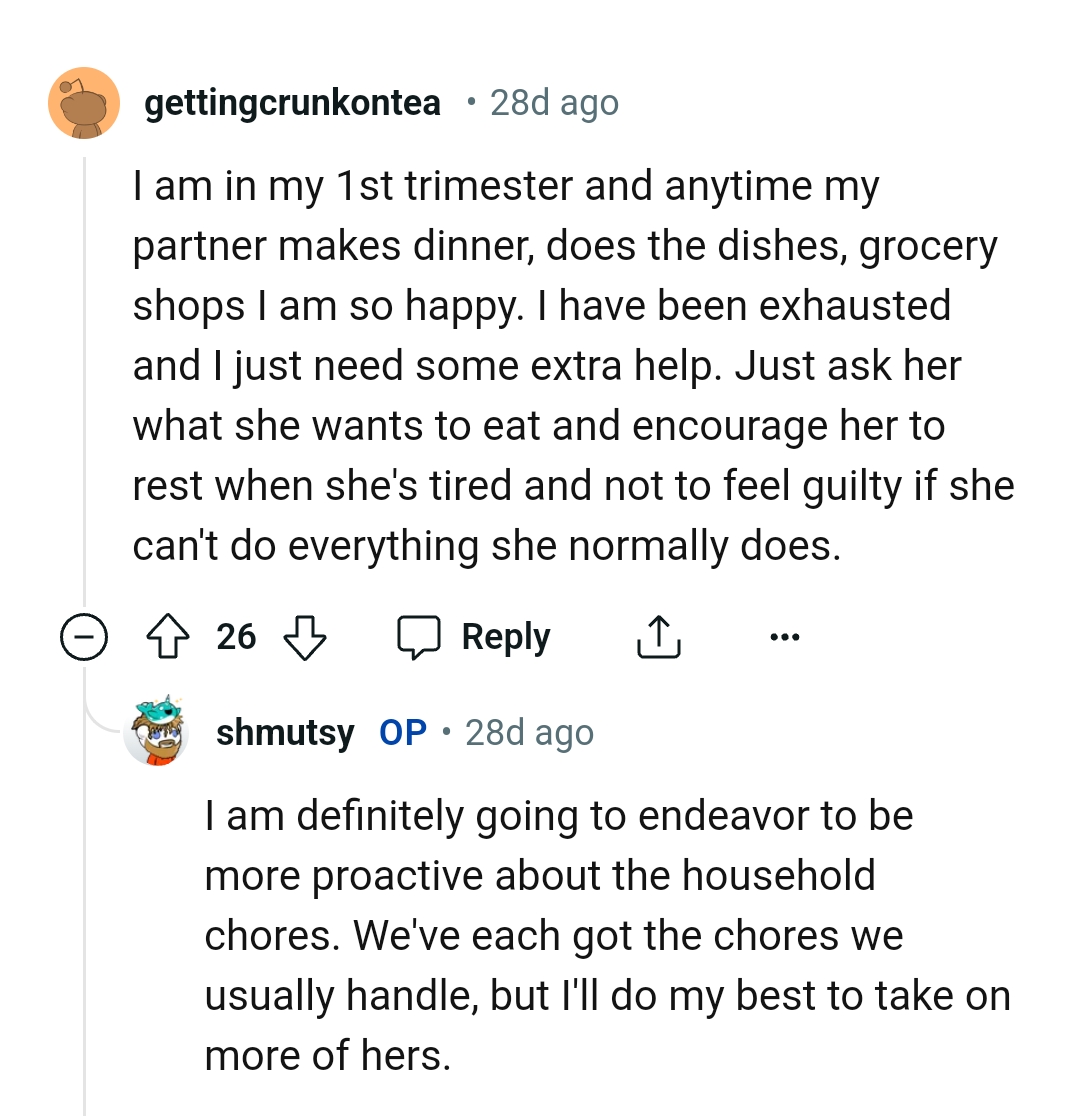 10. Asking her what she wants to eat