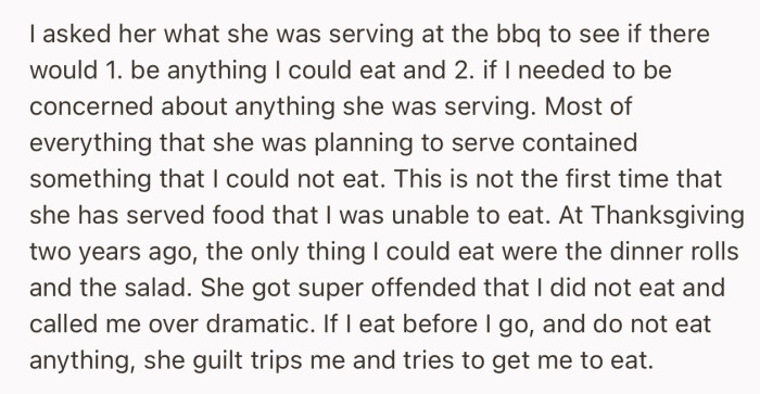 OP inquired about the menu to be sure it was safe for them. Unfortunately, most of it was not