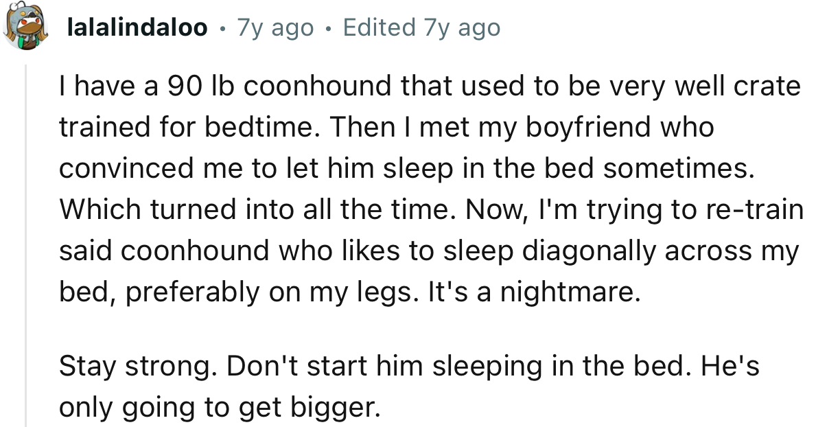 “Stay Strong. Don't Start Him Sleeping in the Bed. He's Only Going to Get Bigger.”