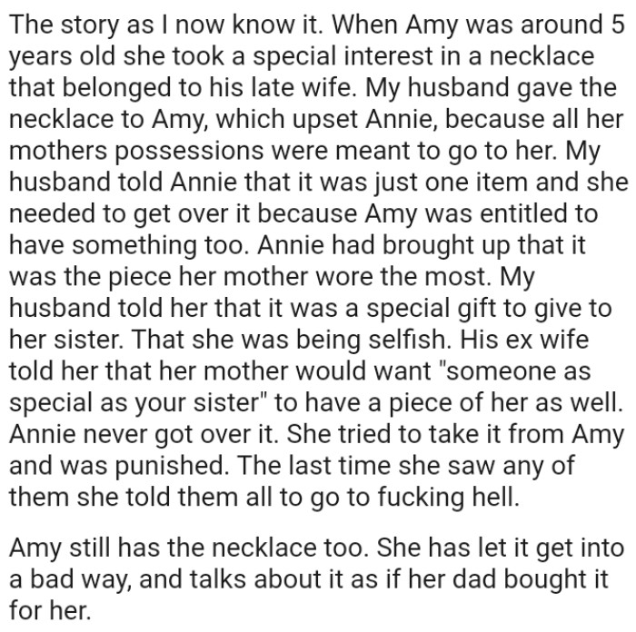 OP's husband told his daughter that it was just one item and she needed to get over it
