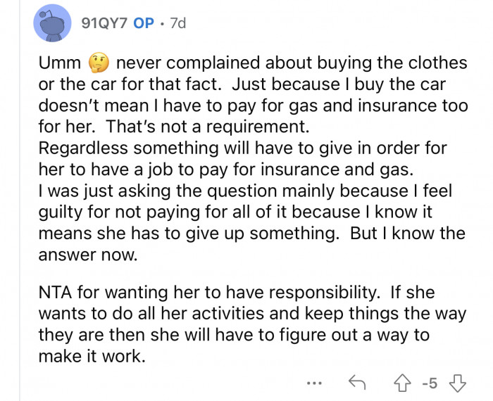 The daughter has to figure out a way to make it work.