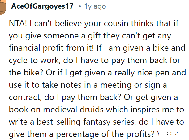 The cousin's perspective is unreasonable