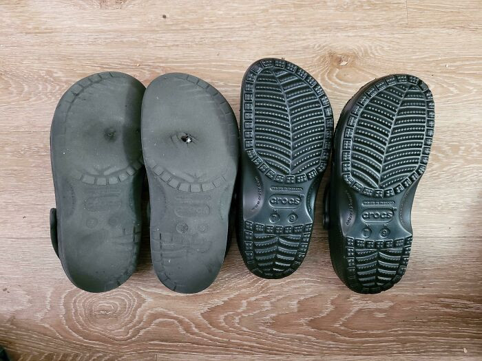 "The Crocs I've Been Wearing As My Everyday Shoes For 6 Years vs. A Brand New Pair"