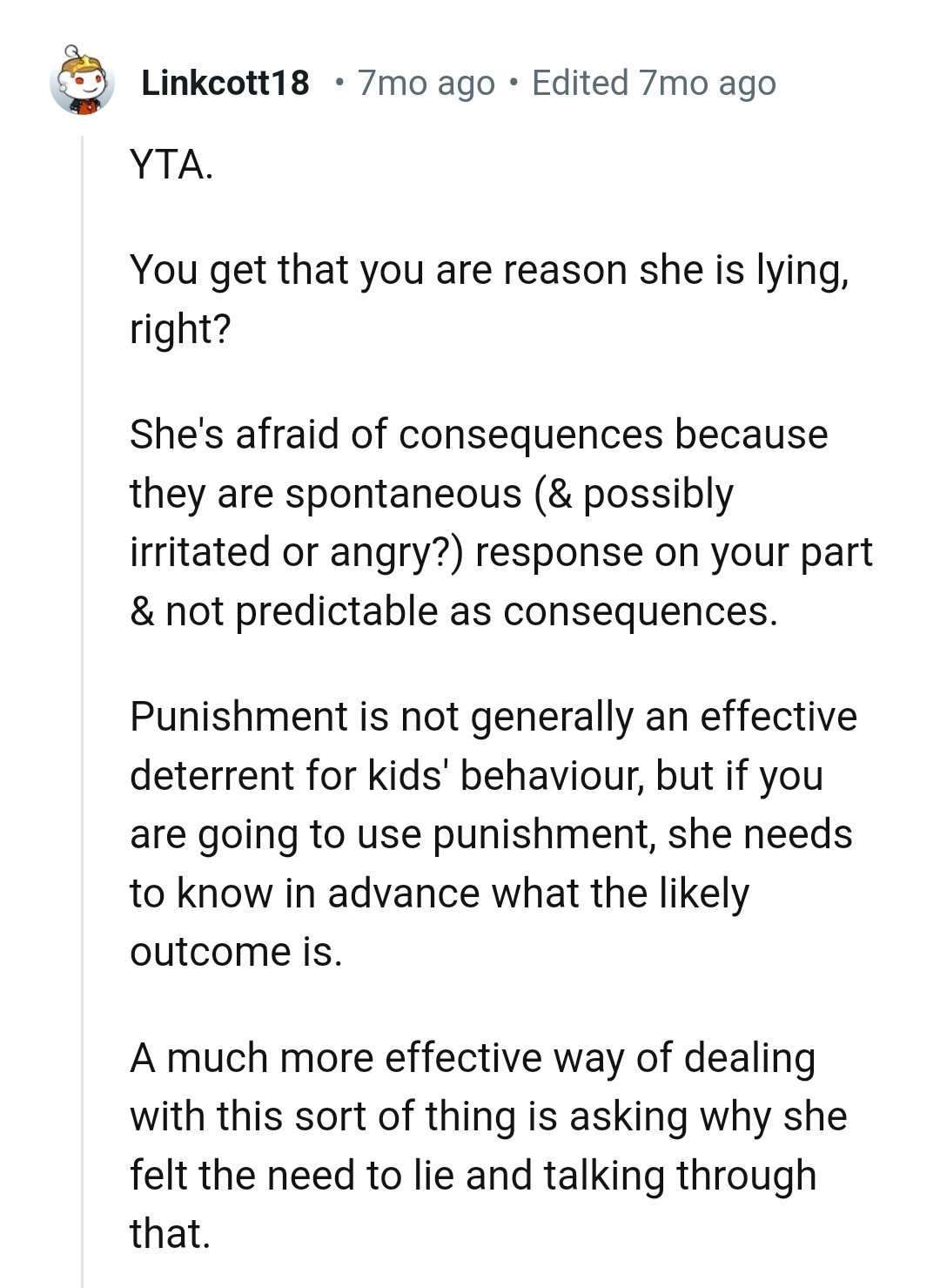 She's afraid of consequences