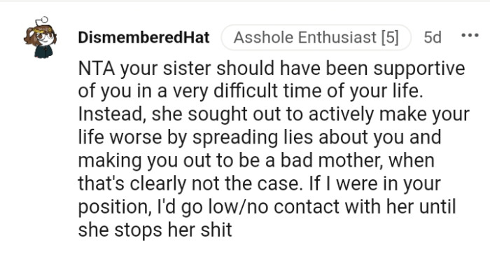 This redditor would go low or no contact with her