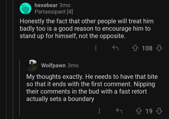 OP is teaching her son a valuable lesson.