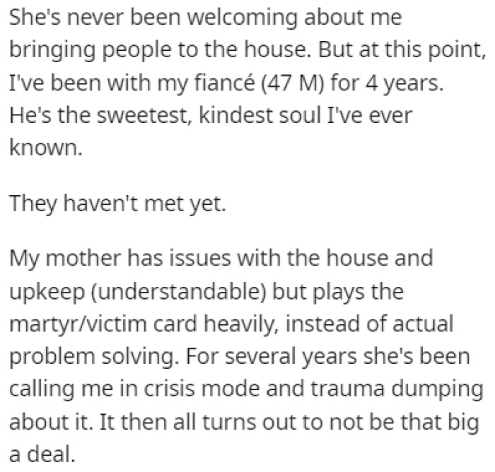 OP's mom has never met her fiancé, whom she's been with for 4 years