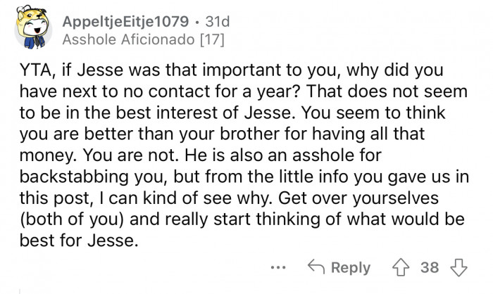 OP's neglect is not in Jesse's best interest.