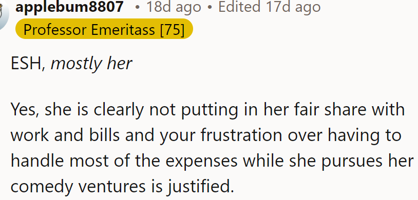 A Redditor said neither of them was in the right