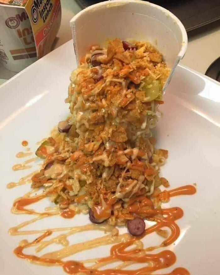 When you try making cup noodles look a little bit fancier.