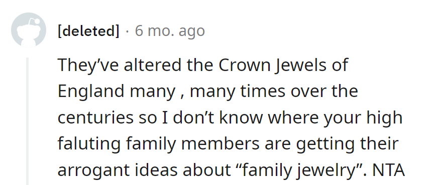 If the Crown Jewels can get a makeover, why the fuss over a few family trinkets?