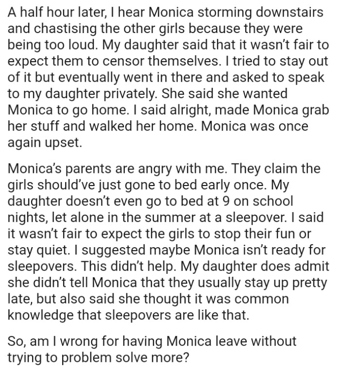 OP tried to stay out of it but eventually went in and asked to speak to his daughter privately