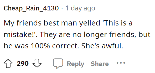 If the best man isn't on board, then I'm definitely not on board either.