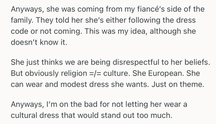 OP has been sent a message through a third-party that she either respect the dress code or stay out of the wedding