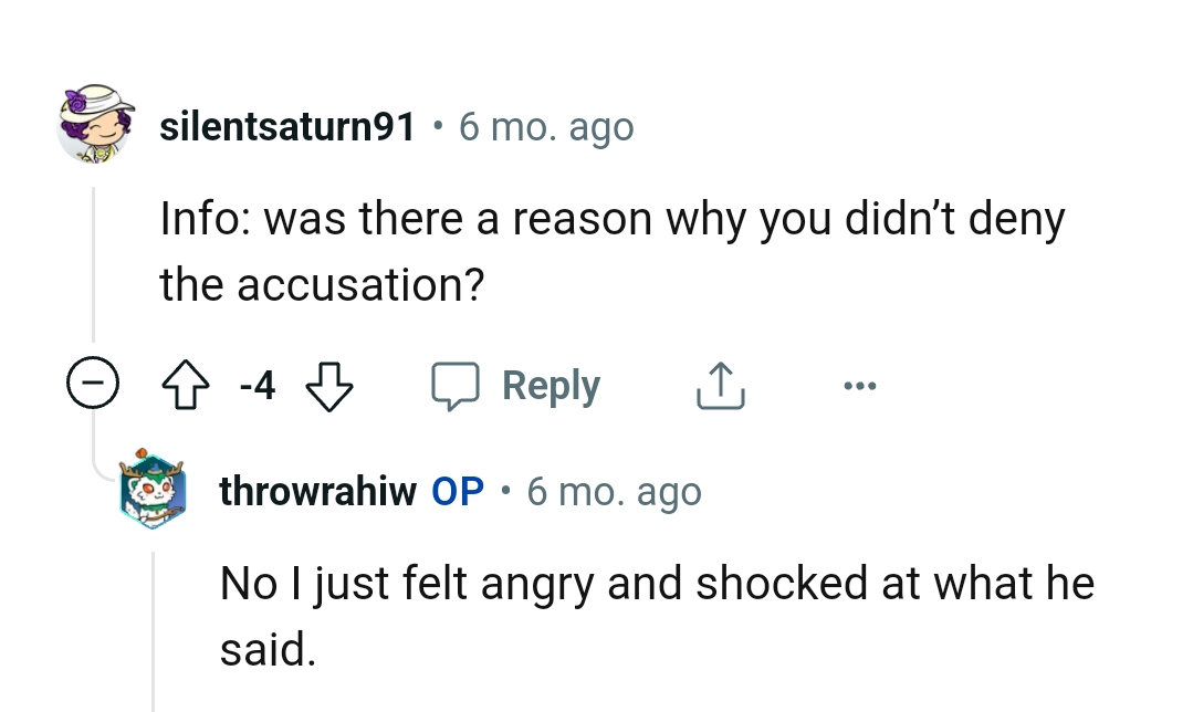 This Redditor Wants to Know Why the OP Didn't Deny the Accusation