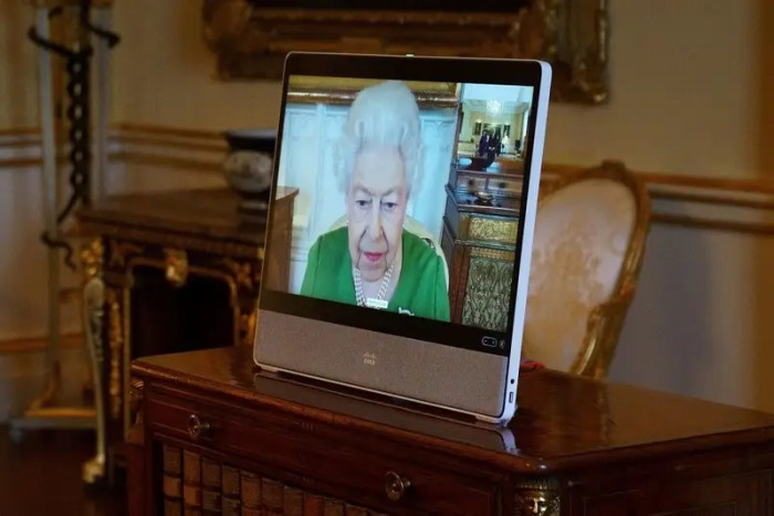 30. Attending a video conference event at Buckingham Palace