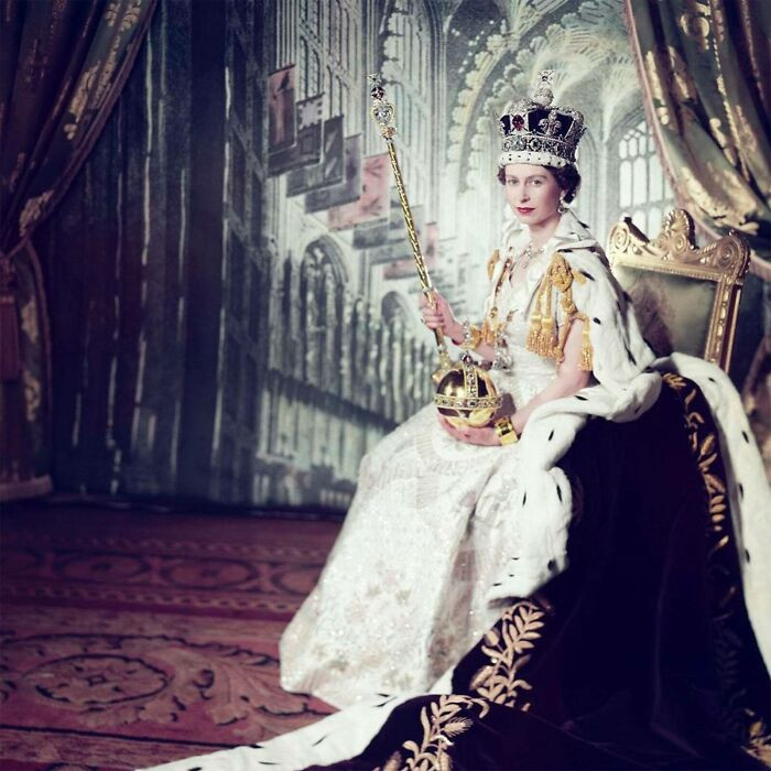 "Queen Elizabeth II In Her Robes On The Occasion Of Her Coronation In June 1953"