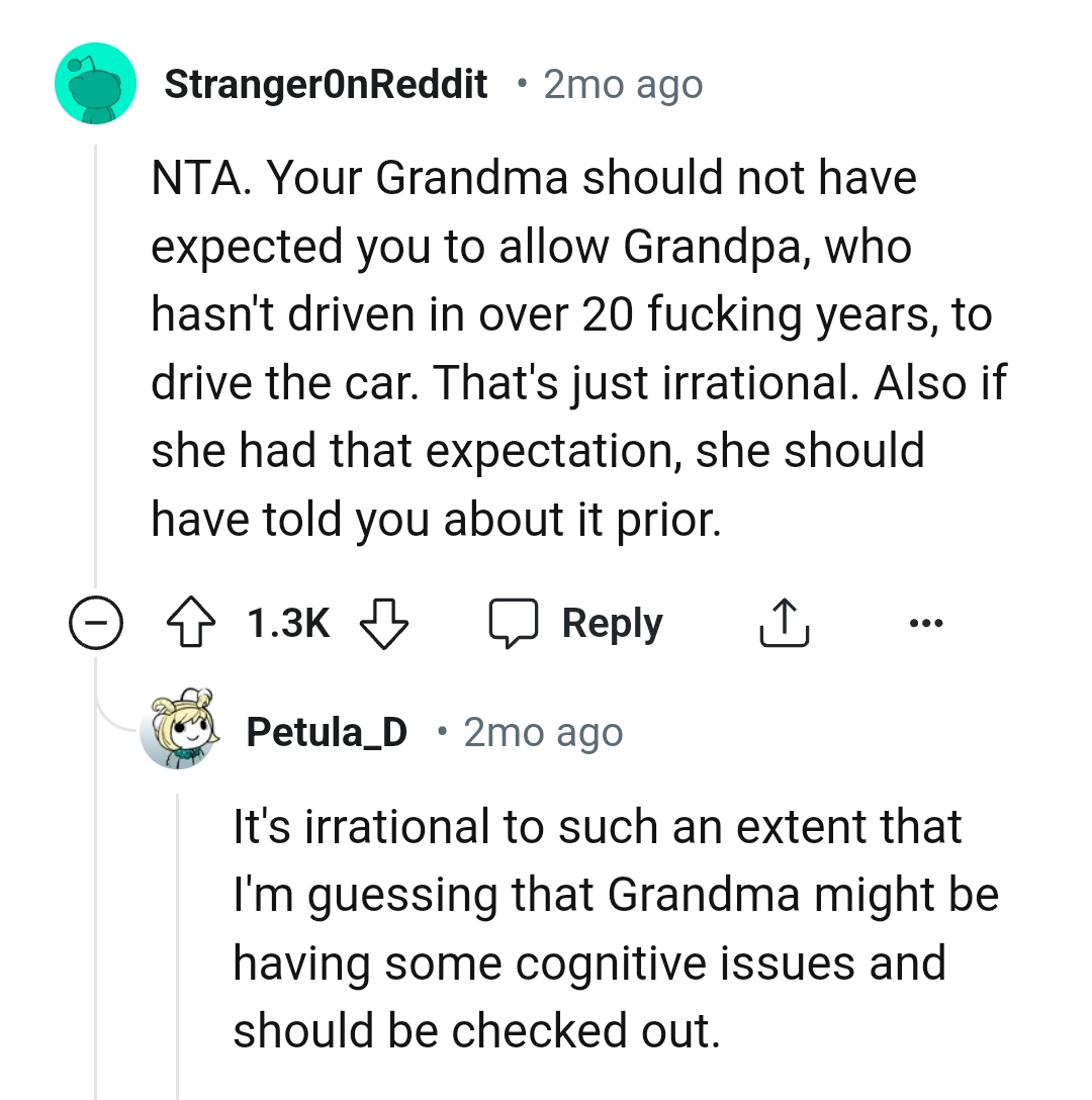 She should have told the OP prior