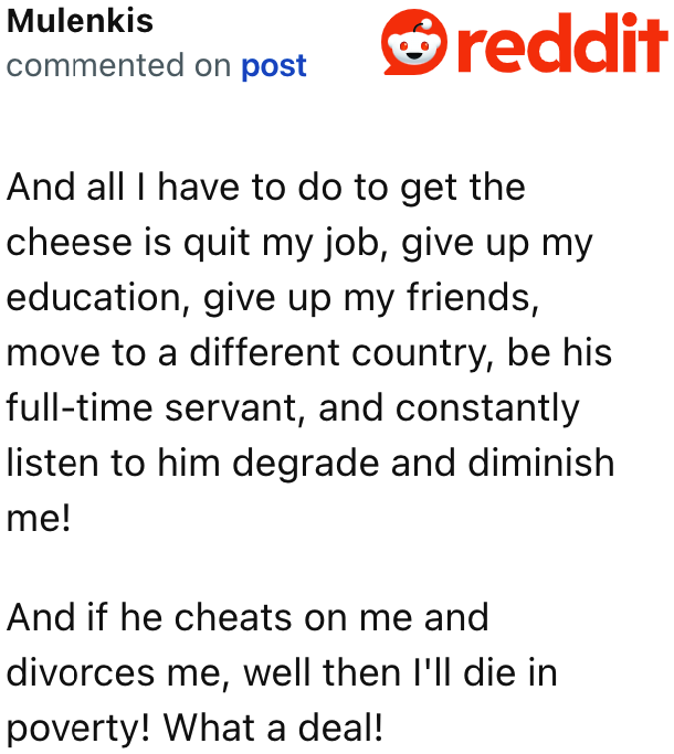 A user paints a picture of what the OP's future might look like.